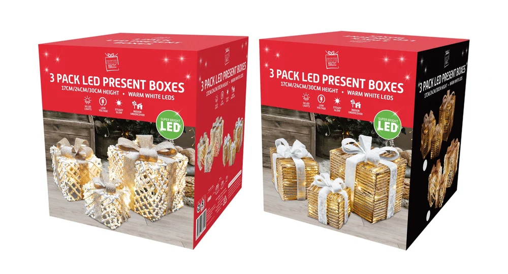 LED Conjunto de presente de corda natural sortido (3 unidades)