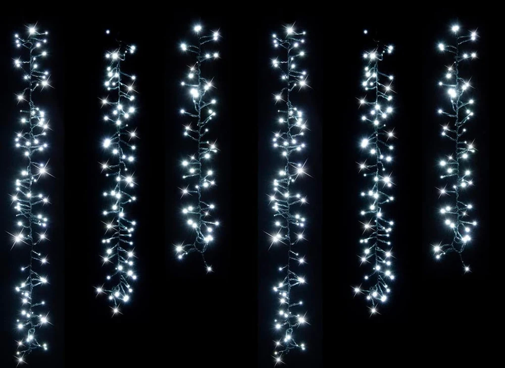 Luzes solares em cachos para árvore com 480 LED branco frio (10m)