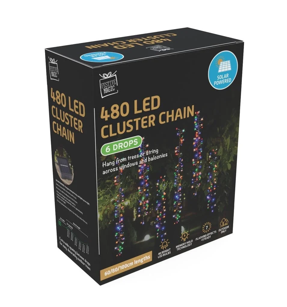 Kit com 6 unidades Solar 480 LED Cachos de múltiplas árvores (10m)