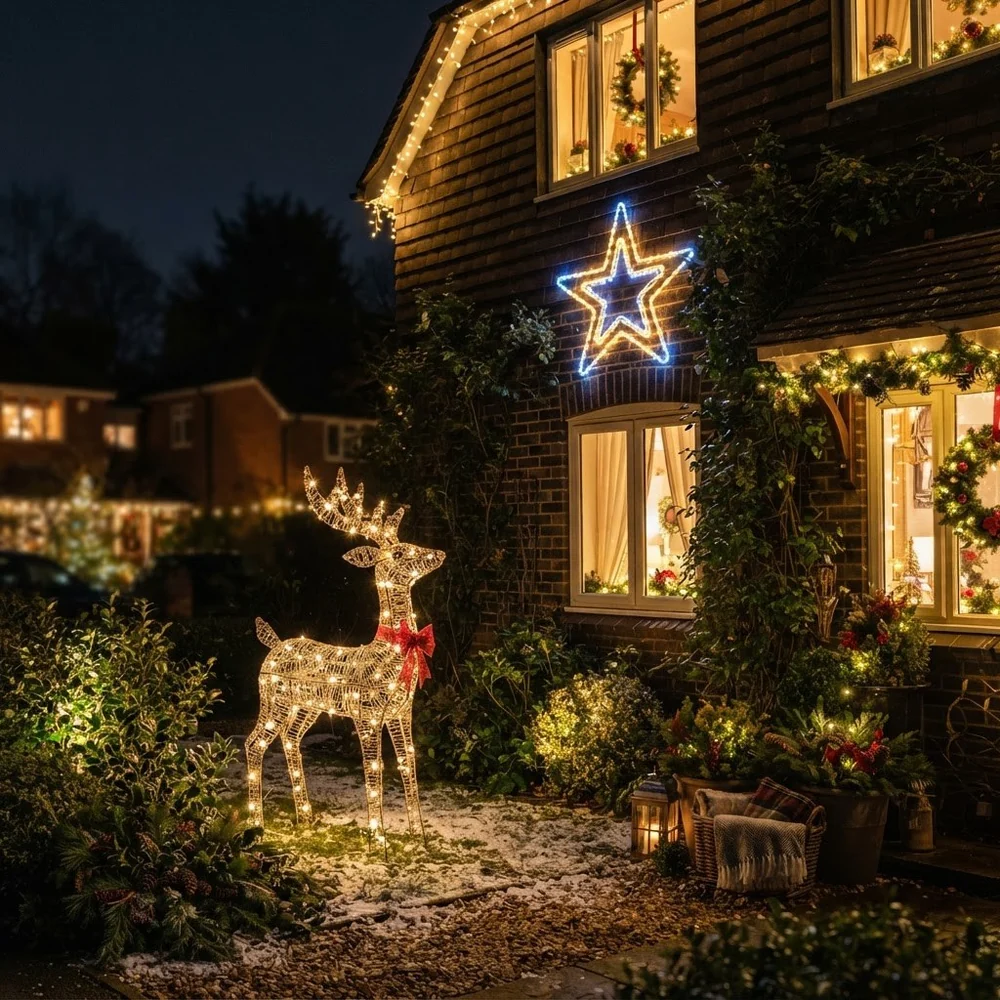 Expositores de luz de Natal 3D e 2D