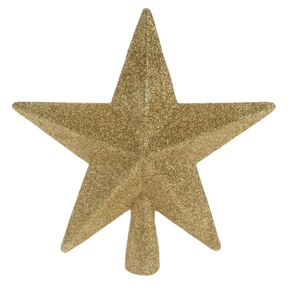 Glitter Estrela Ponteira de árvore Dourado (19cm)