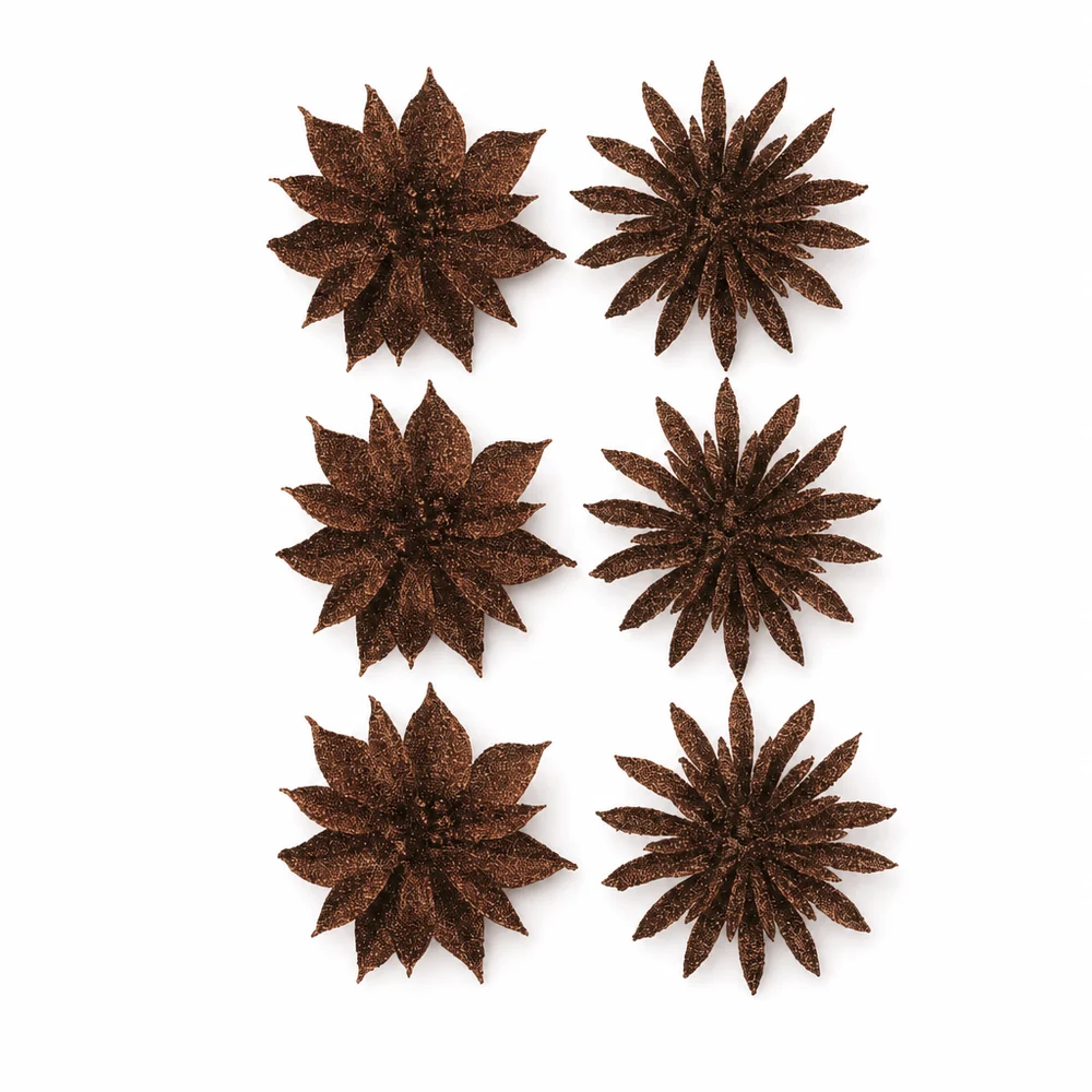 Flor Mocha Glitter kit com 3 unidades (9.5cm)
