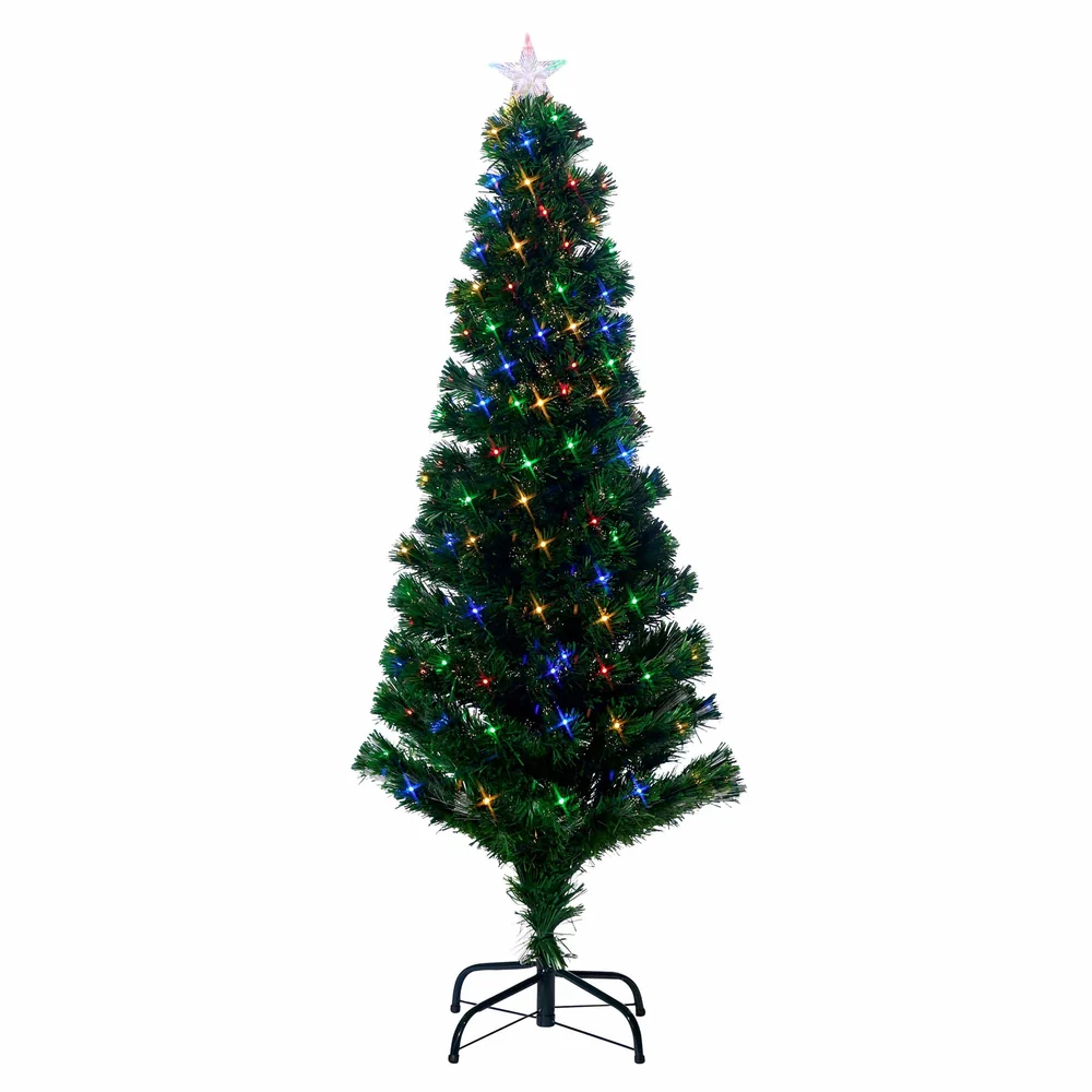 Árvore Slim de Fibra Óptica com LEDs Multicoloridos (1.5m)
