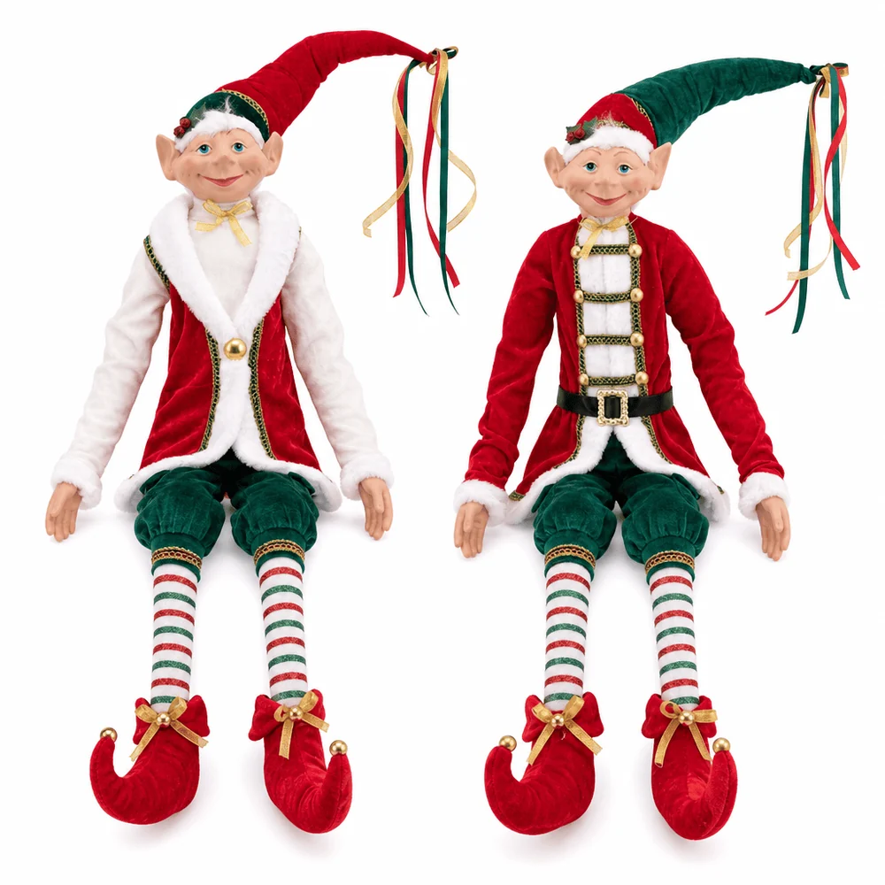 Elfos de Natal Vermelhos e Verdes (90cm)