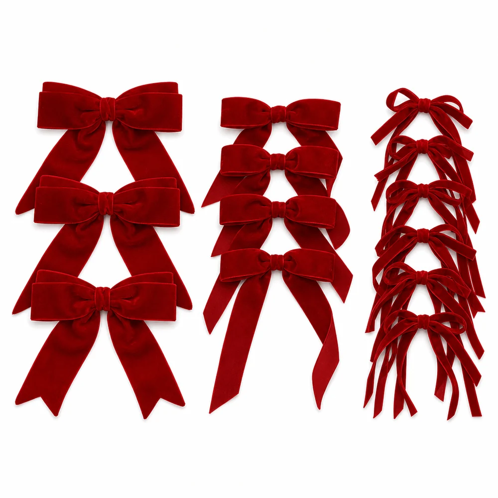 Conjunto de laço de veludo vermelho kit com 3 unidades