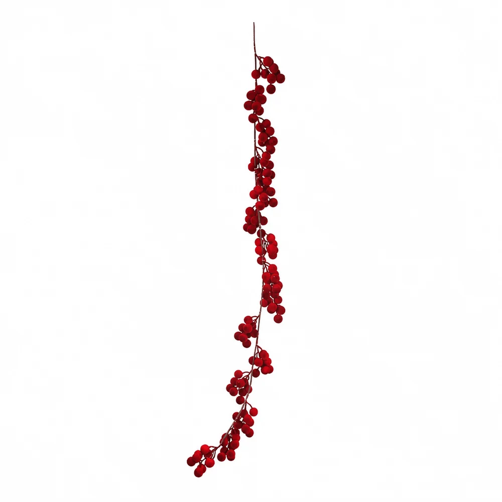 Guirlanda de frutas vermelhas flocadas (160cm)