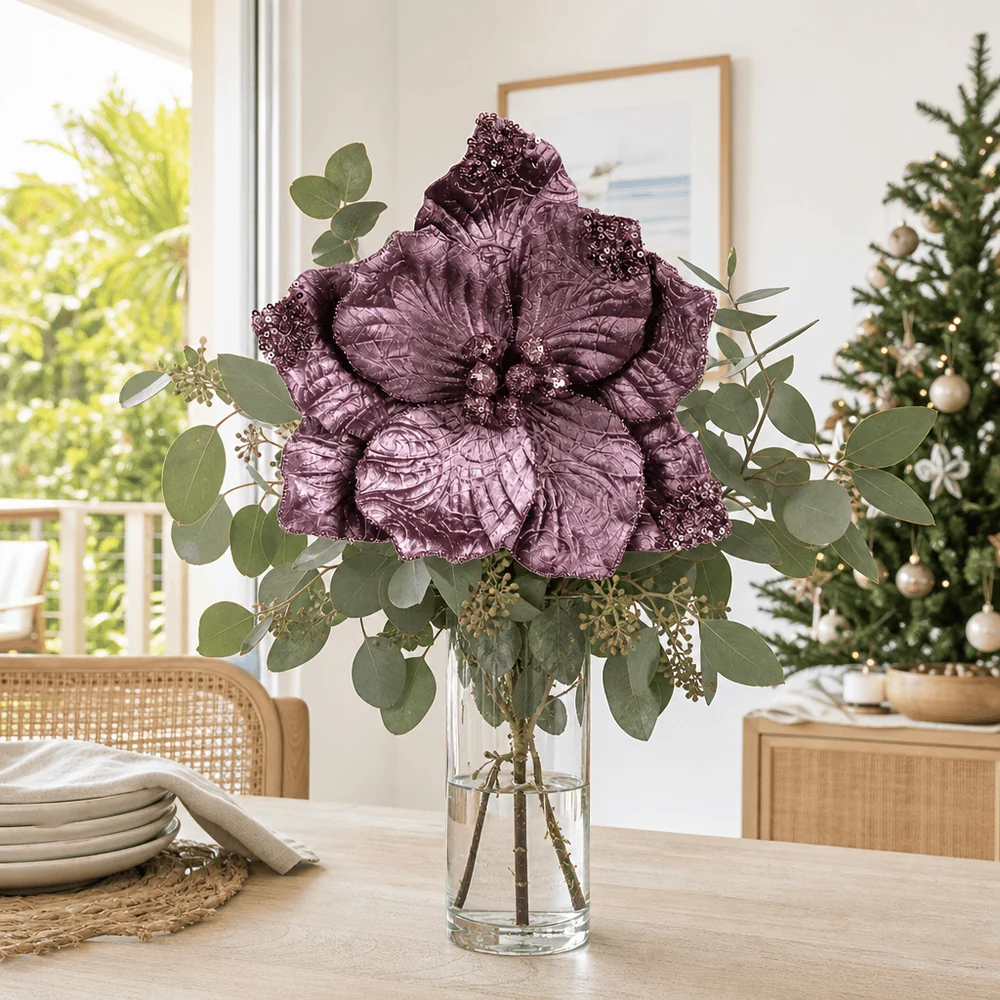 Magnólia Rosa Antiga com Glitter (50cm)