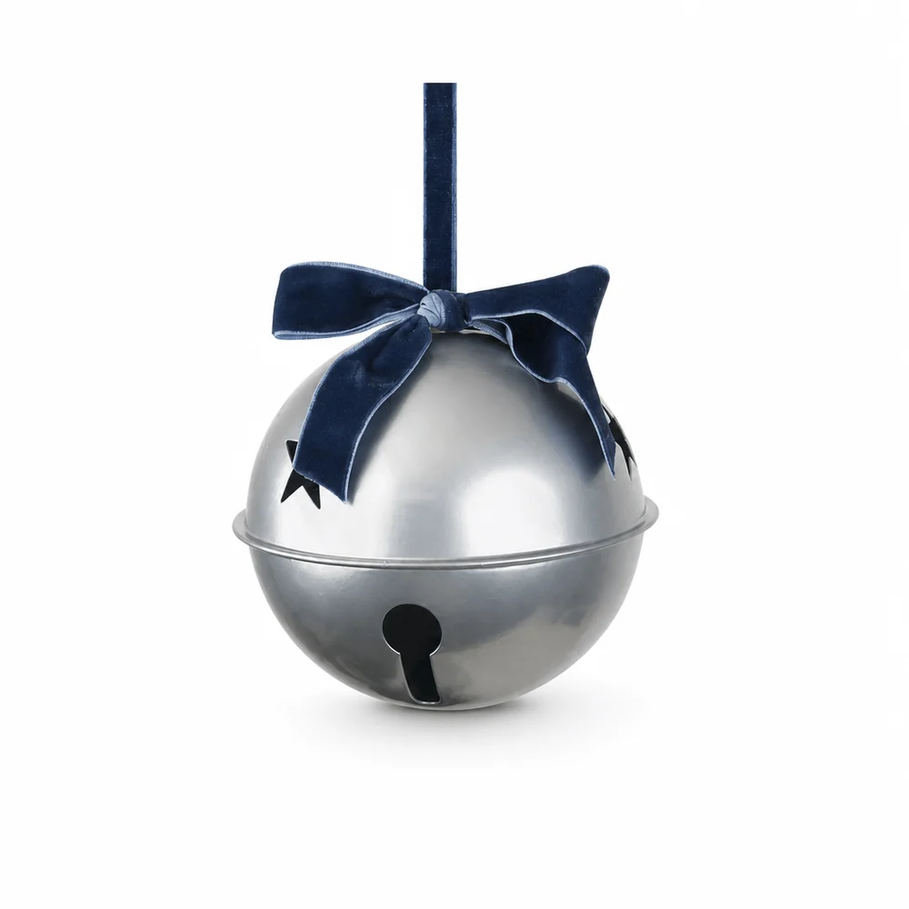 Sino Prateado Pendurado com Arco Azul Marinho (14cm)