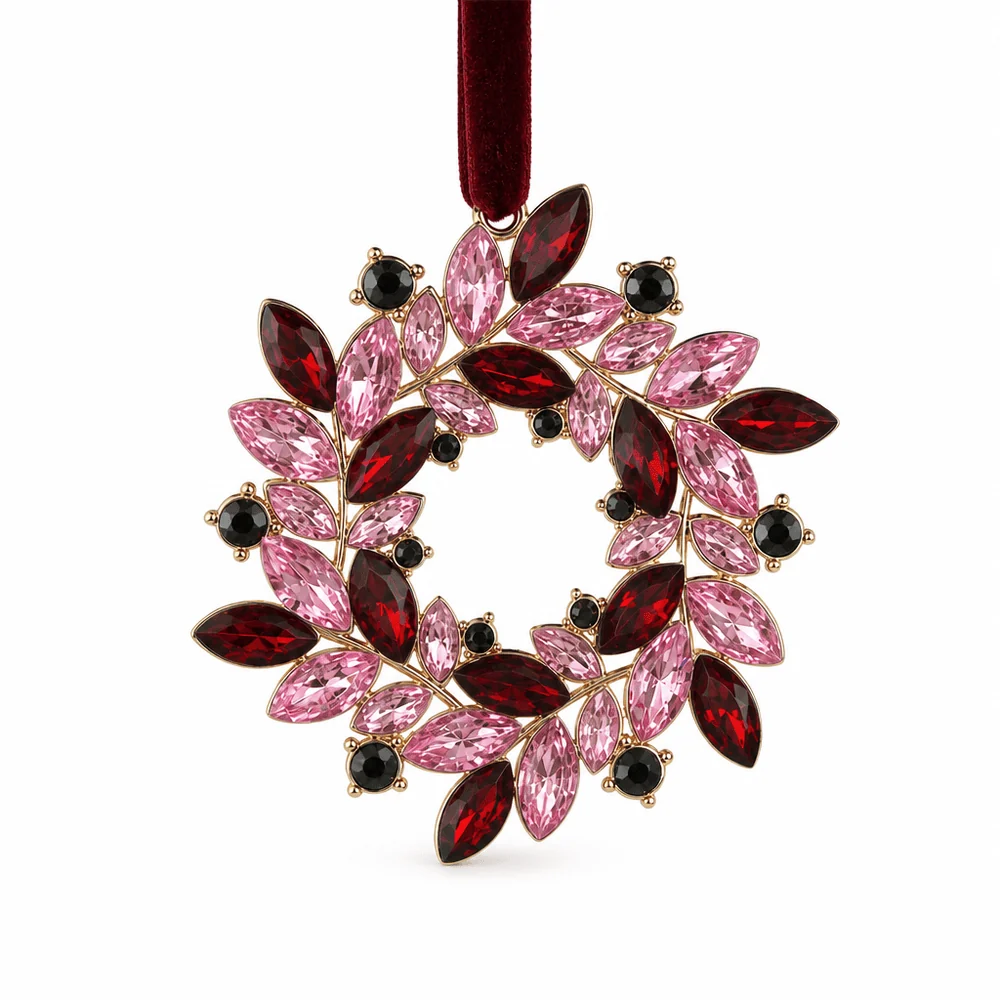 Ornamento de guirlanda com joias cor de vinho (10cm)