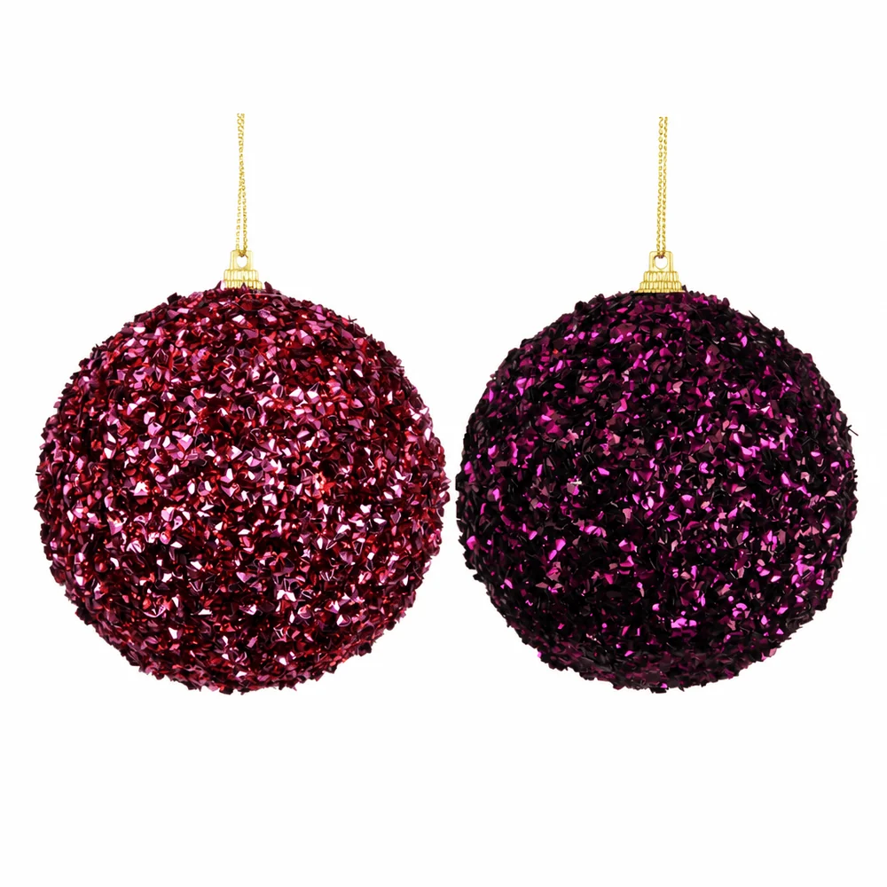Bola de Natal com Glitter com contas de vinho ou rosa (10cm)