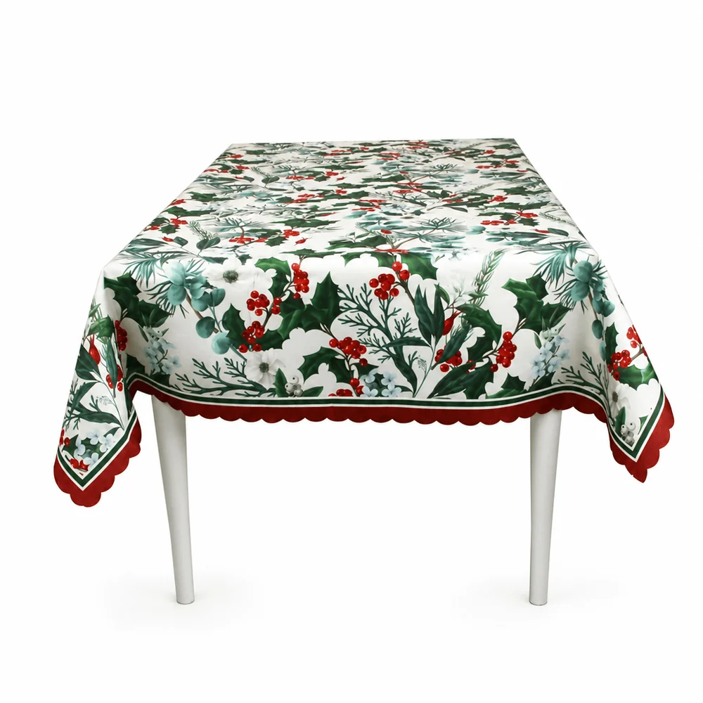 Toalha de Mesa de Natal Holly Fruta decorativa (150 x 220cm)
