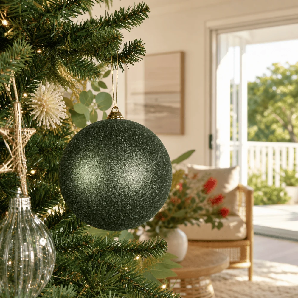 Bola de Natal Verde-sálvia Glitter (20cm)