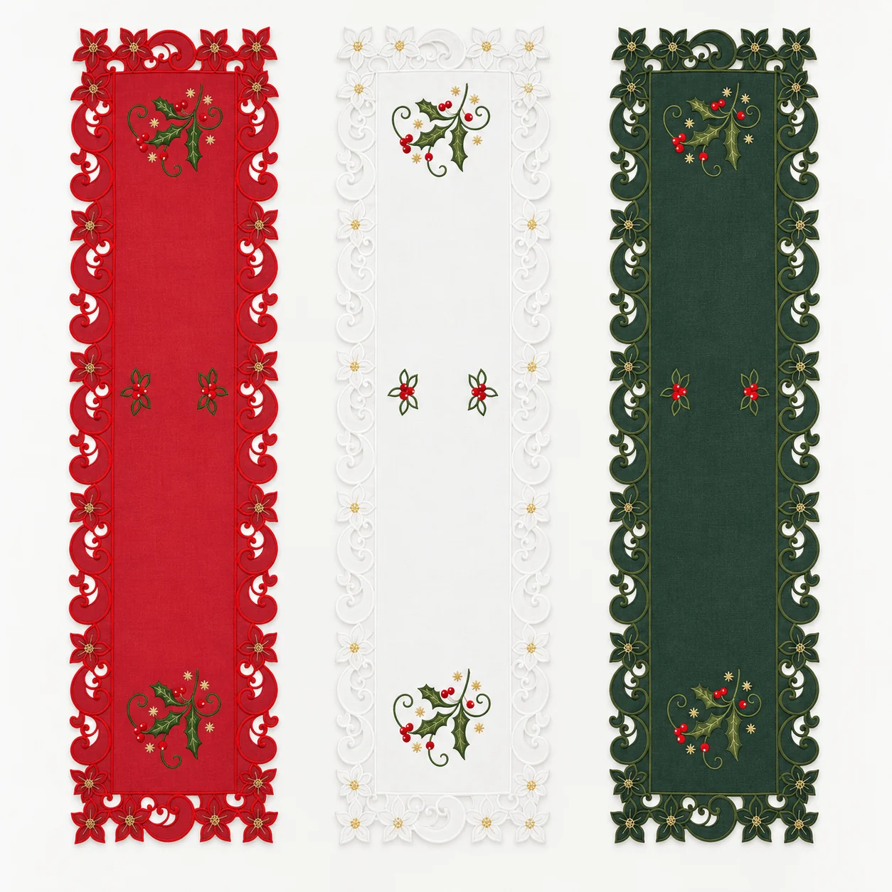 Corredor Bordado Poinsétia (173cm)