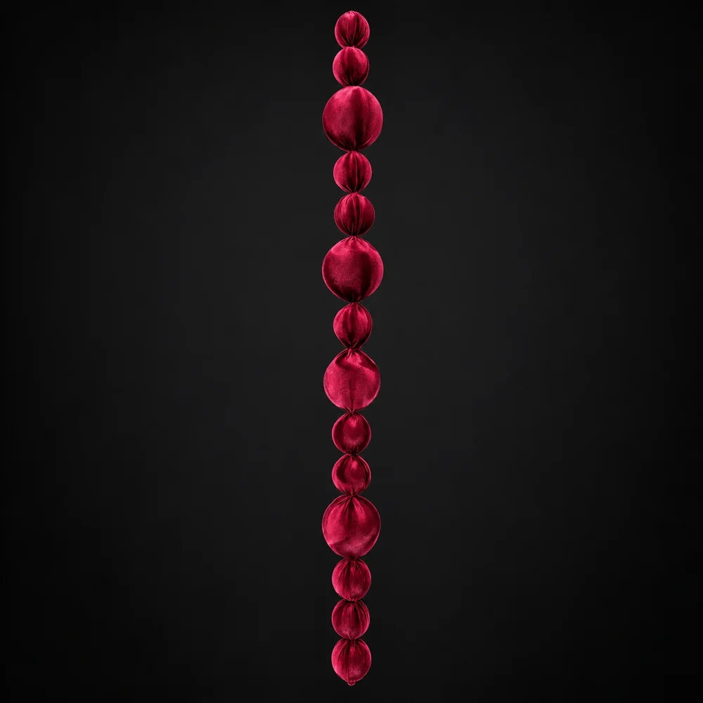Guirlanda de bolas de Natal de veludo vinho (1.8m)