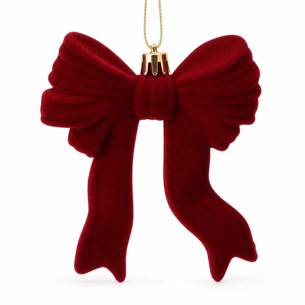 Ornamento de arco flocado vinho (10cm)