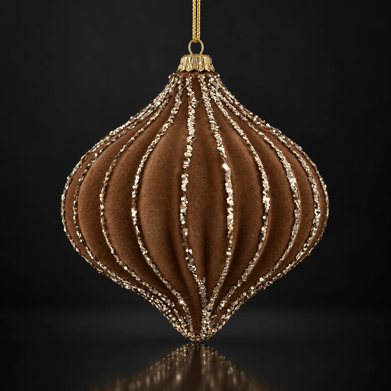 Bola de Natal flocada de lanterna Mocha (12cm)