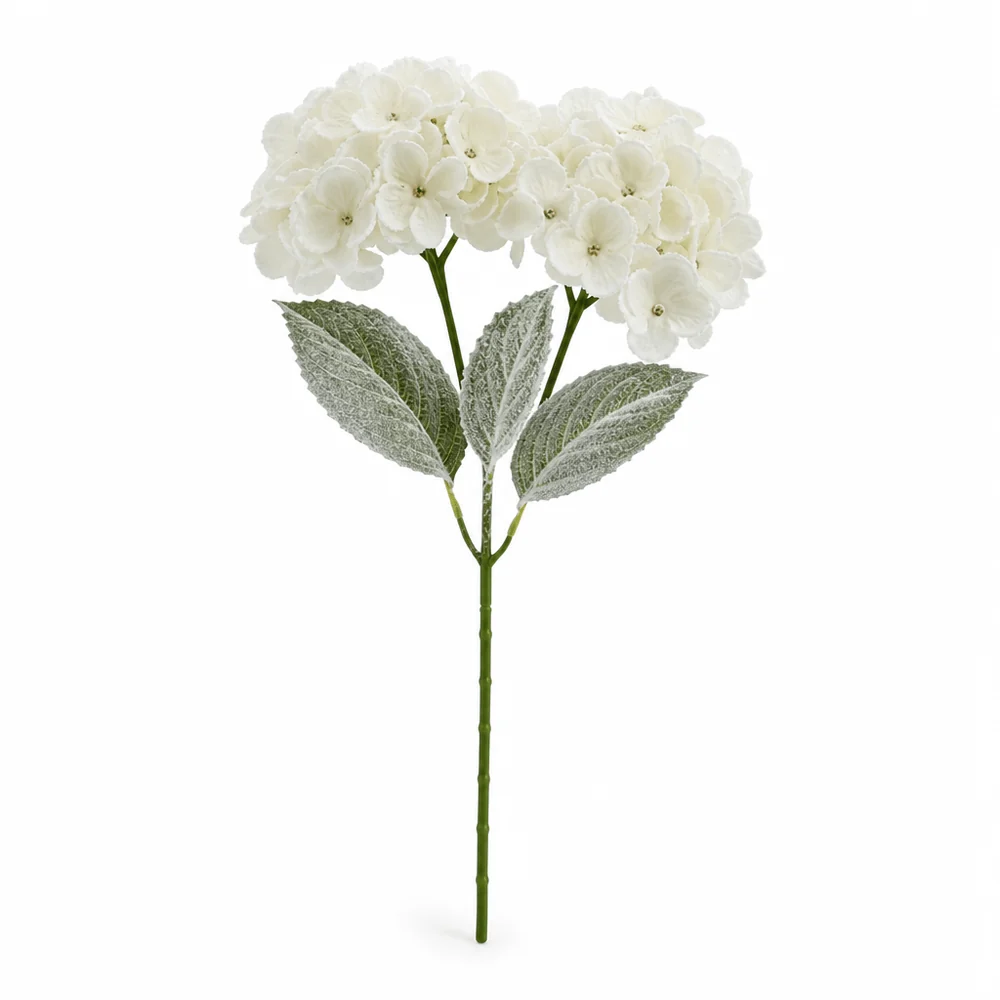 Caule de hortênsia branca com neve (64cm)
