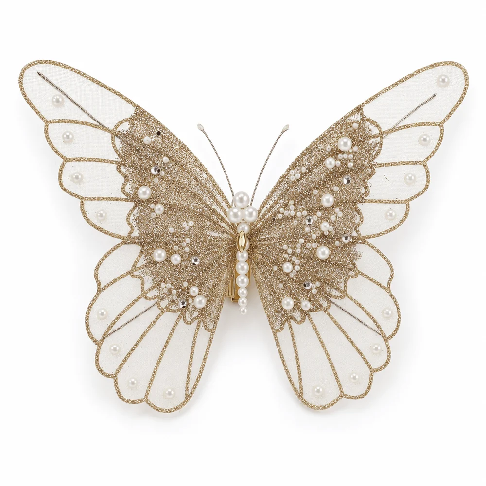 Borboleta Monarca Champanhe Organza