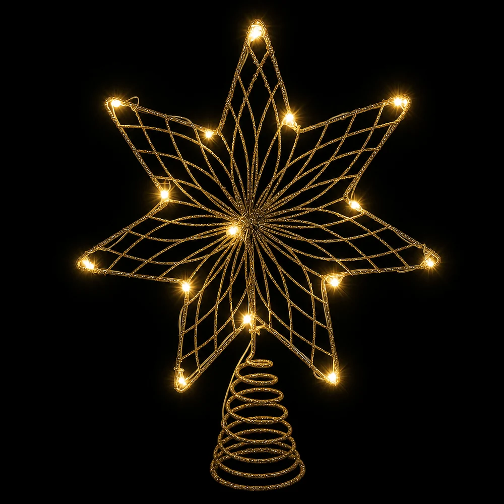LED Topper de árvore estrela champanhe