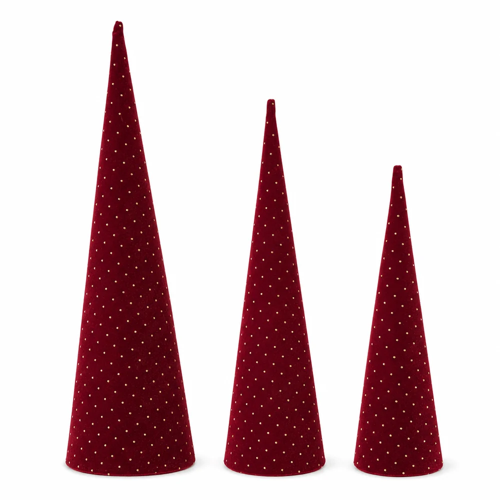 Árvore de cone de veludo vinho (3 unidades)