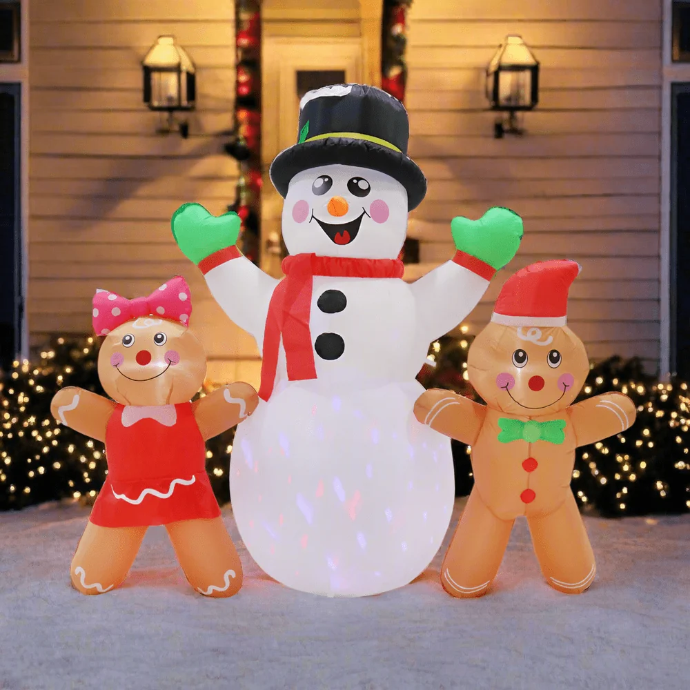 Boneco de neve inflável e amigos de gengibre (2m)