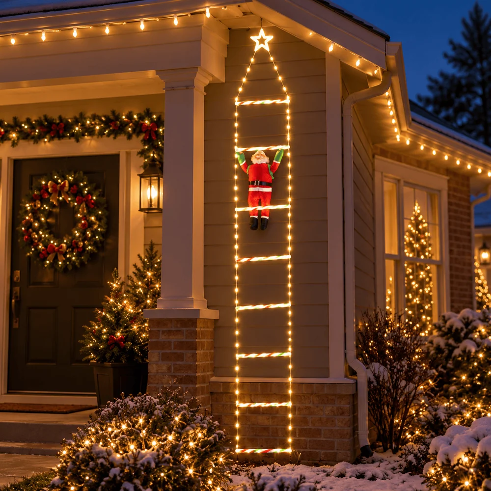 LED Escada de escalada do Papai Noel com estrela (2m)