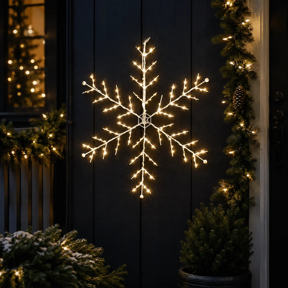 LED Floco de neve de fio estrelado/motivo estrela dourado