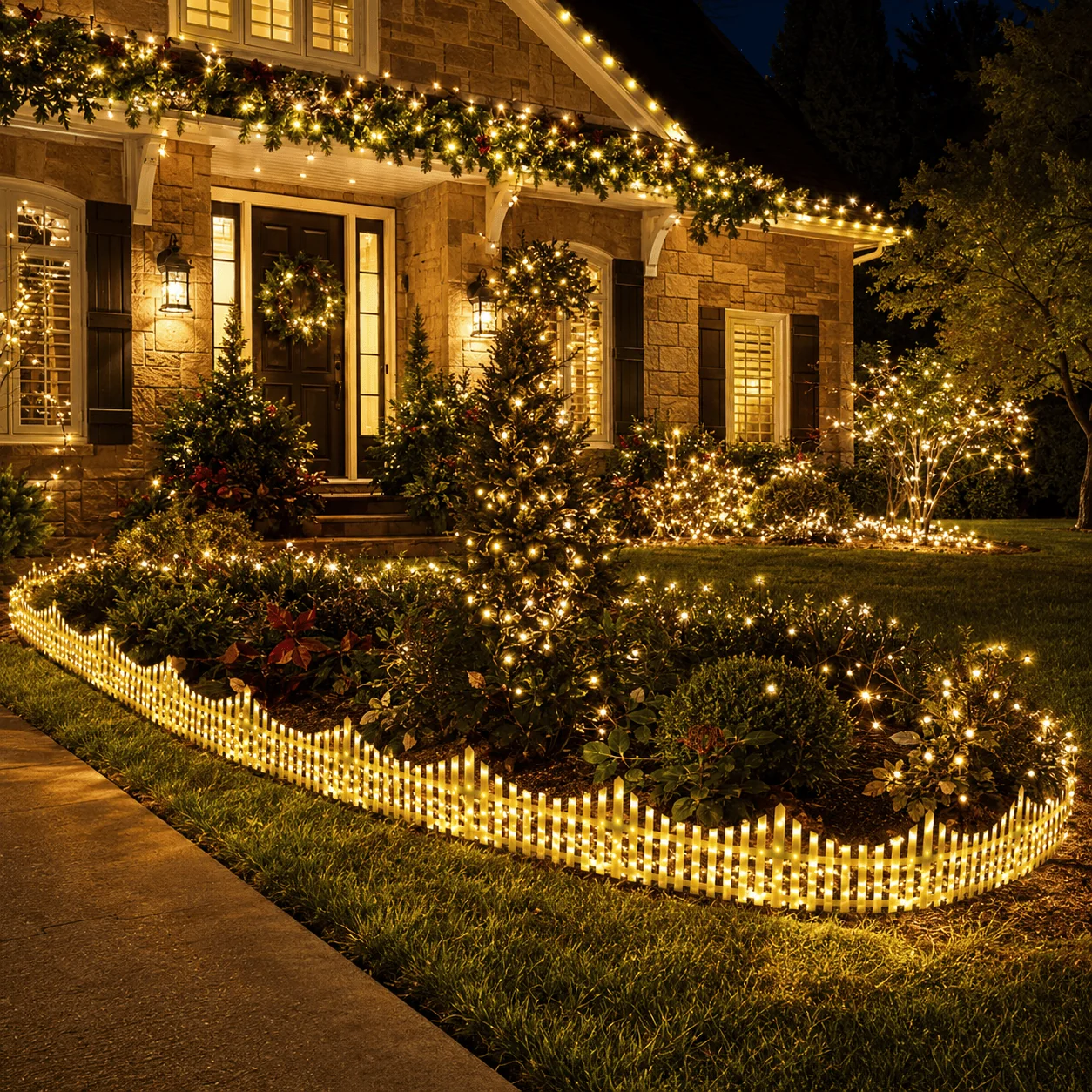 LED Cerca de estacas branca quente 264cm x 28cm Pacote com 8