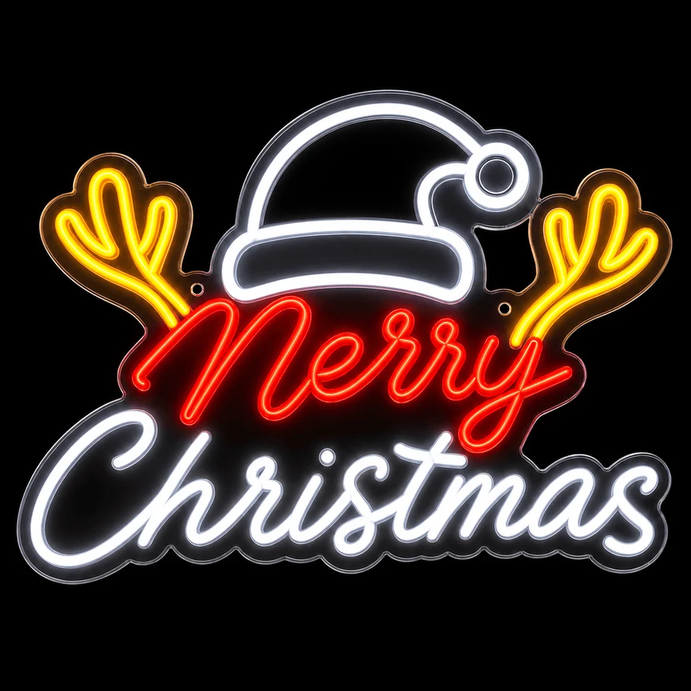 LED Neonflex Feliz Natal com Chifres (20cm x 39cm)