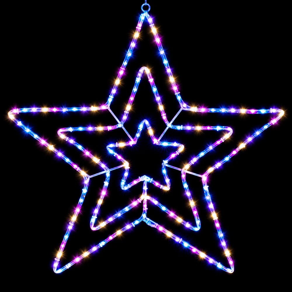 LED Carnaval com motivo de estrela tripla cintilante de corda