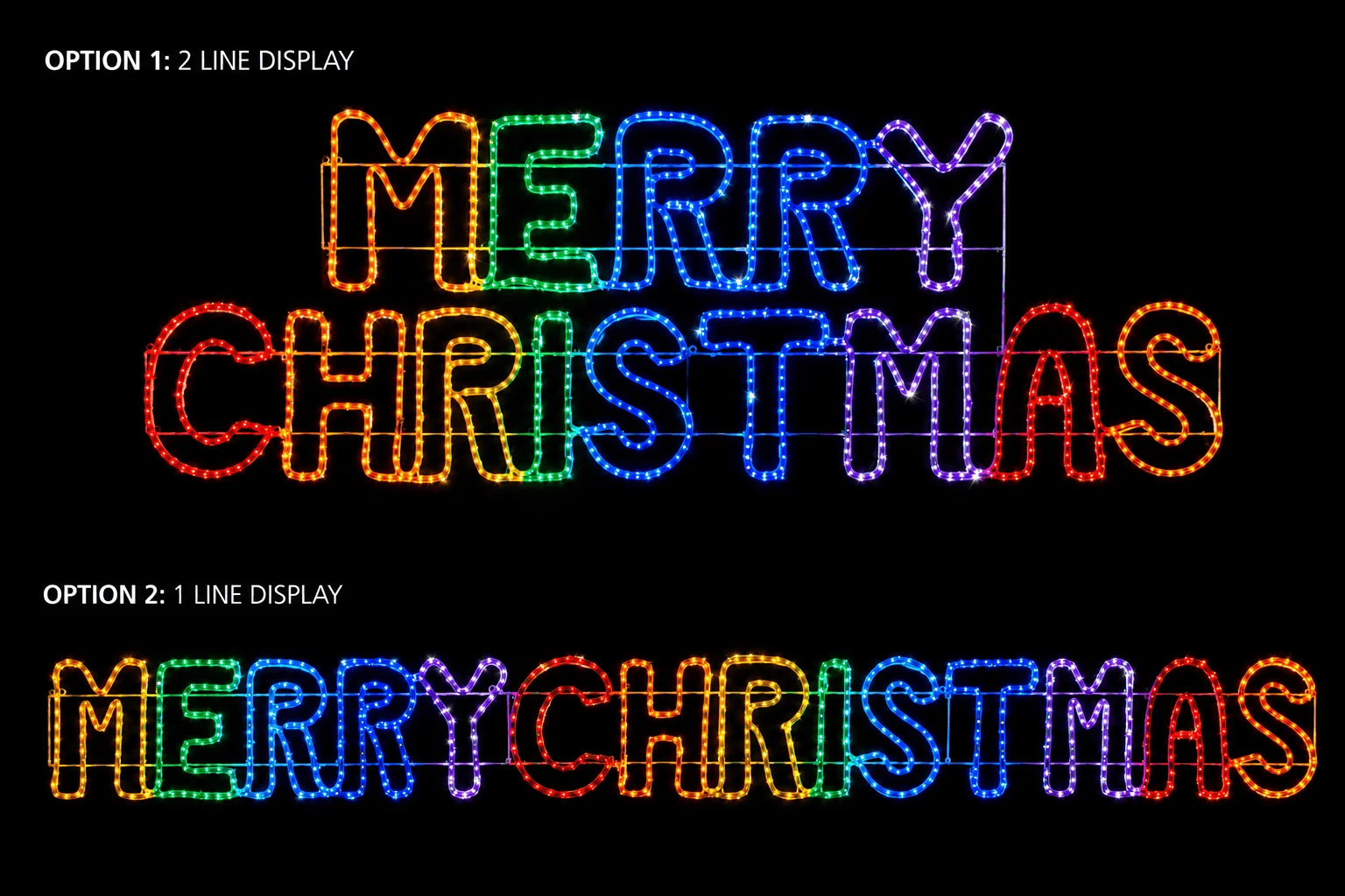 LED Mangueira luminosa 2 em 1 Feliz Natal com motivo arco-íris