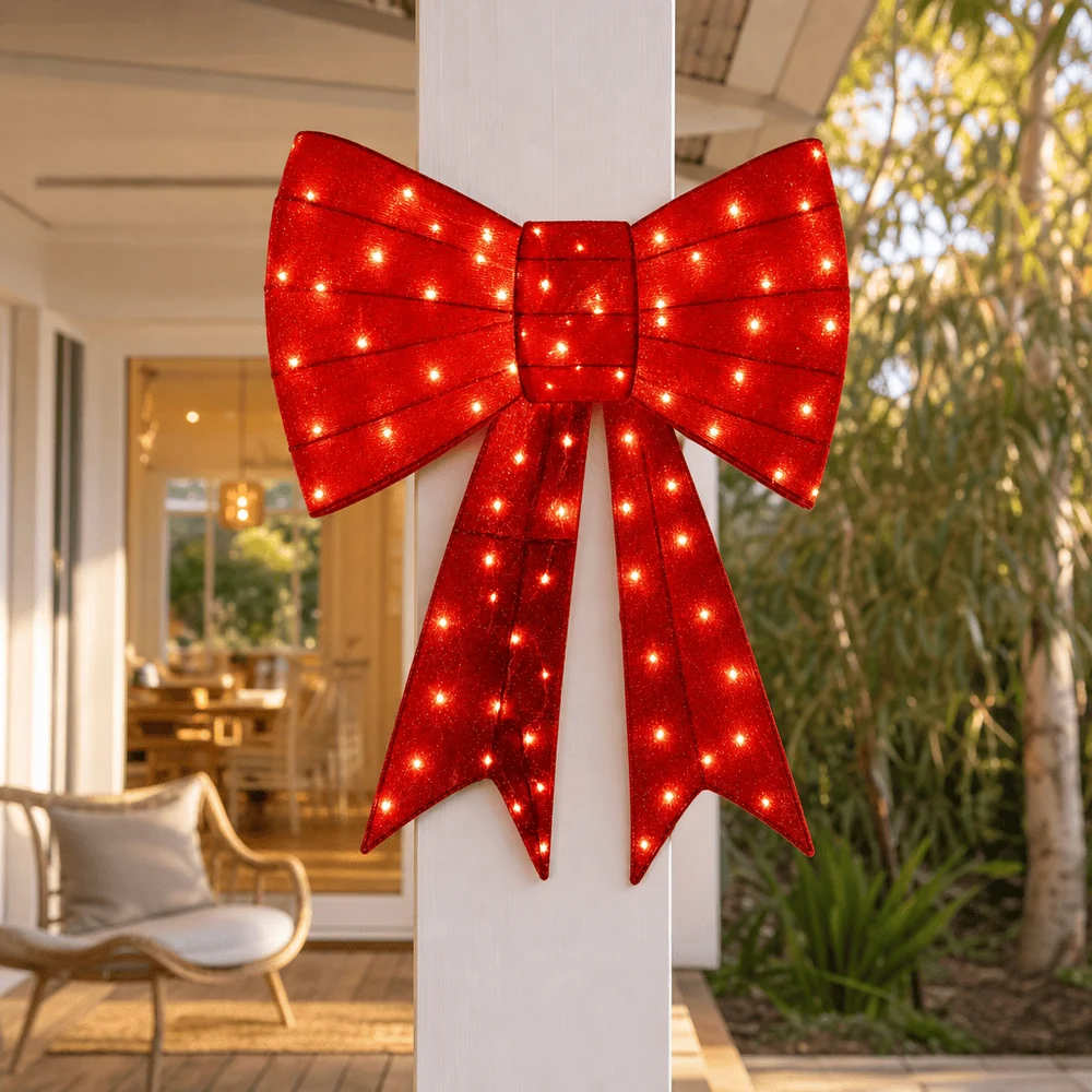 LED Motivo de laço vermelho com linha brilhante (100cm x 70cm)