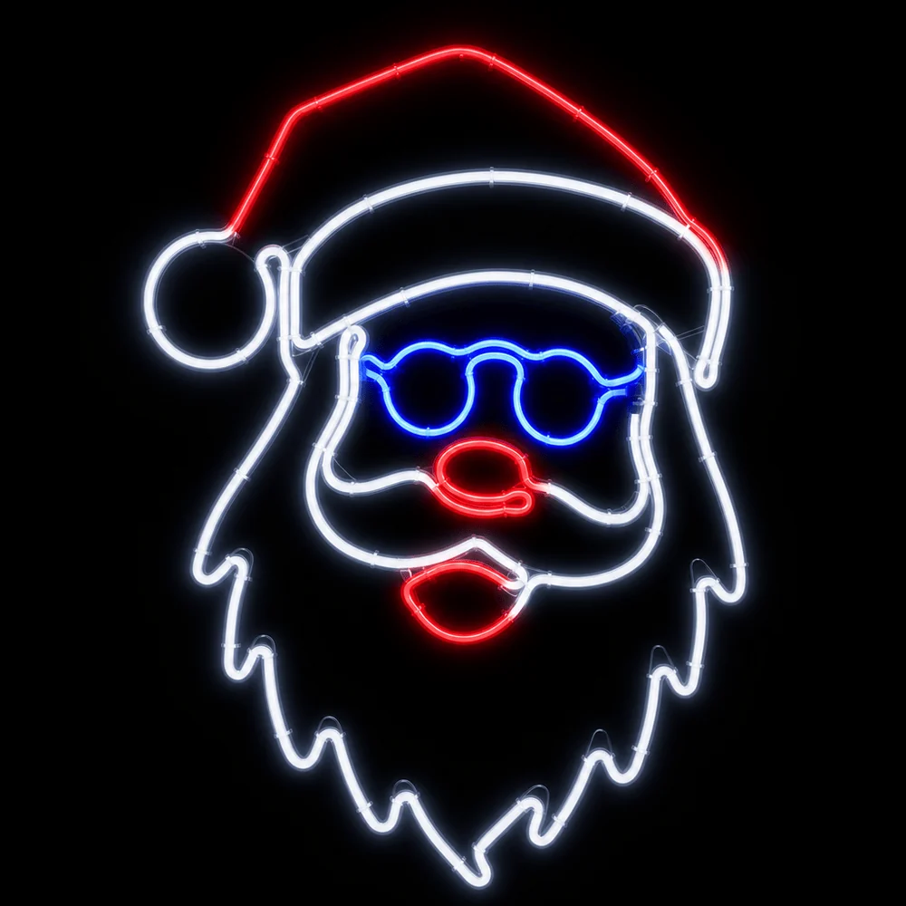LED Neonflex Papai Noel Face com óculos piscantes (64cm)