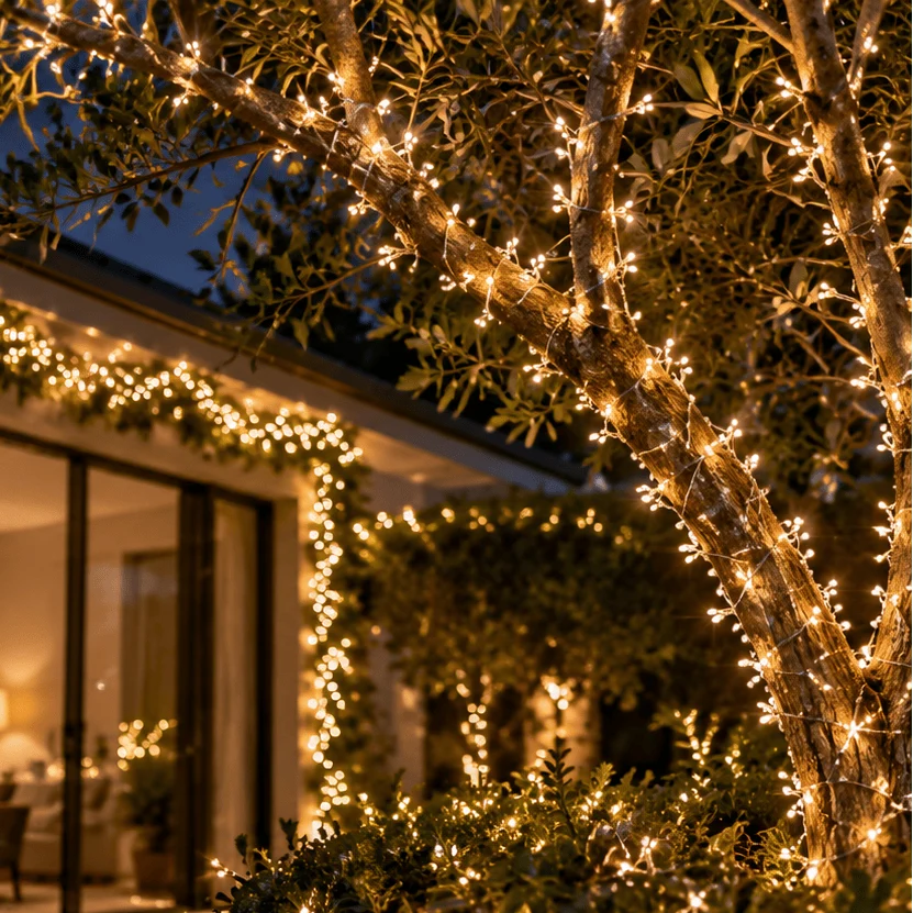 LED Luzes de Cacho Micro de fio estrelado branco quente (5m)