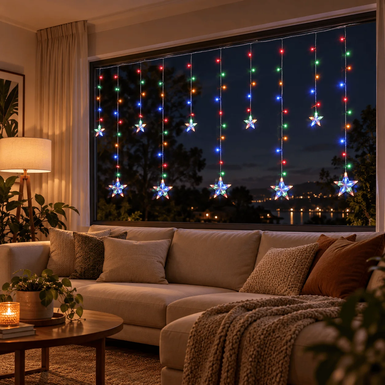 LED Cortina Estrelas Luz Multicor