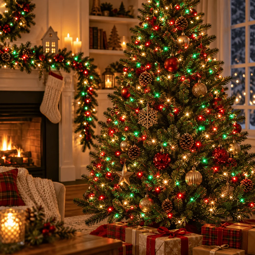 LED 200 cordões de luzes facetadas de duas cores de Natal