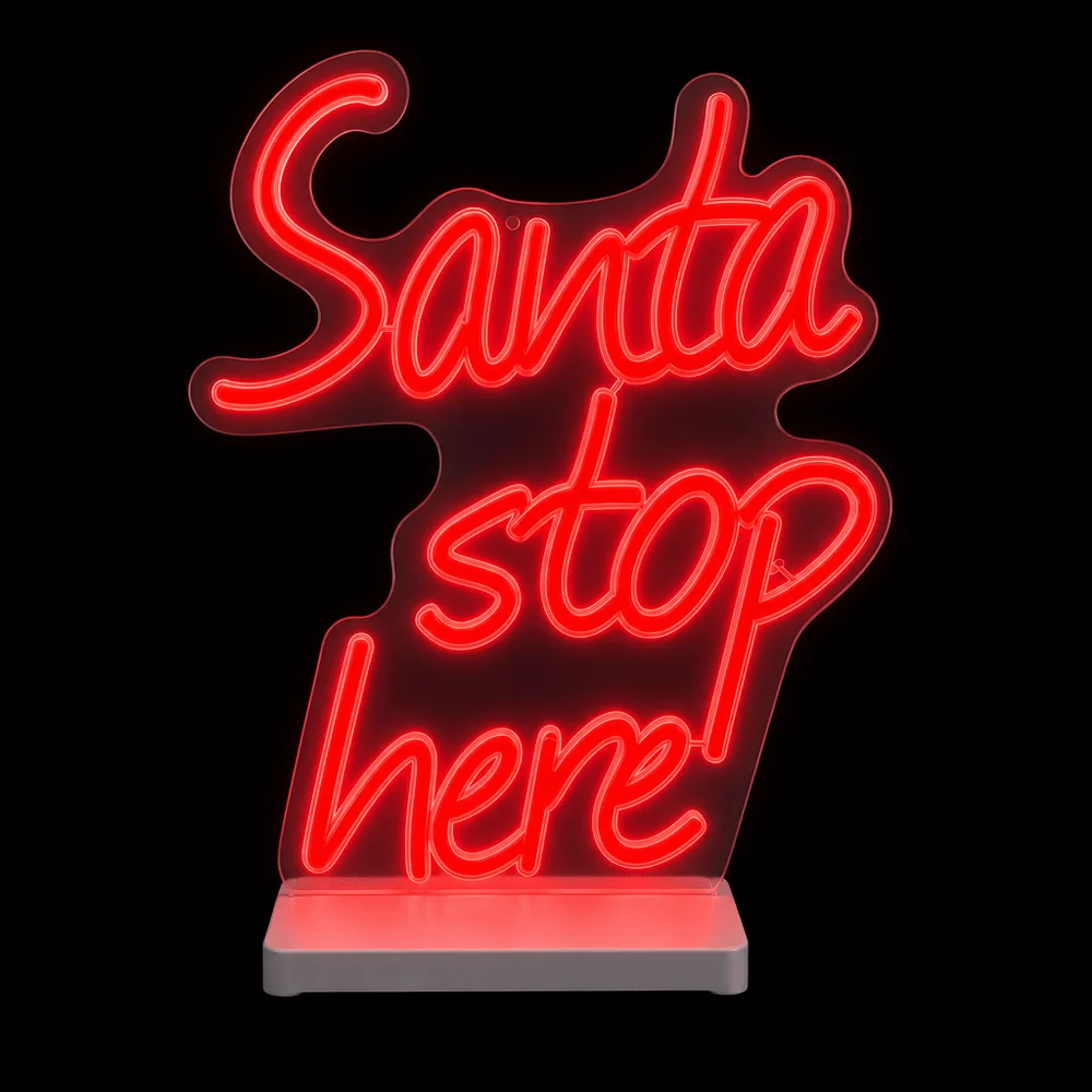 LED Neonflex Papai Noel Parada Aqui na Base (37cm)