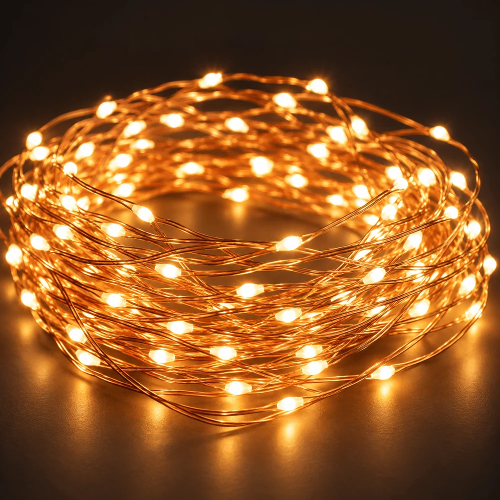 LED 100 luzes de fio estrelado de bateria (10m)