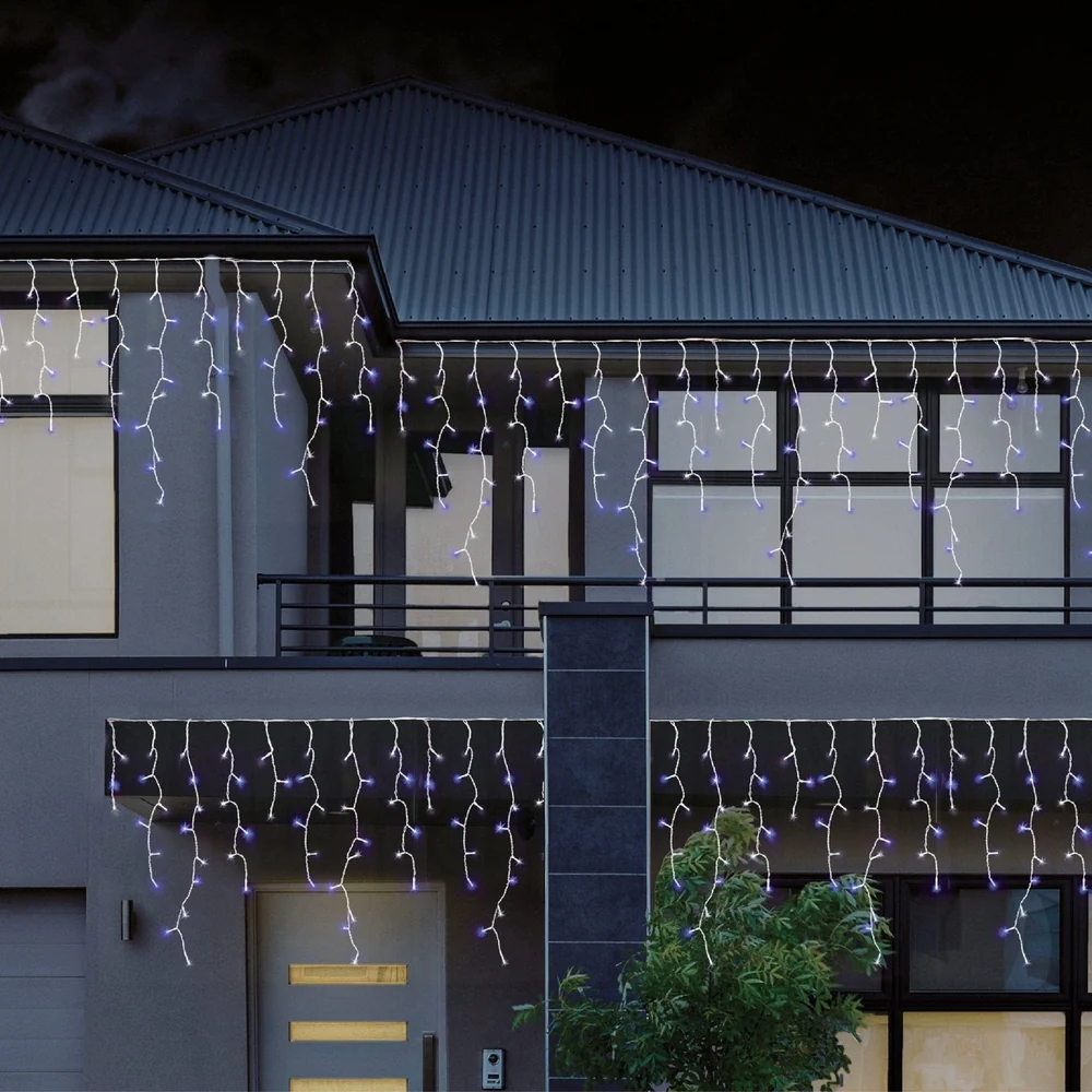 480 LEDs nevando luzes de gelo brancas e azuis frias (11.8m)