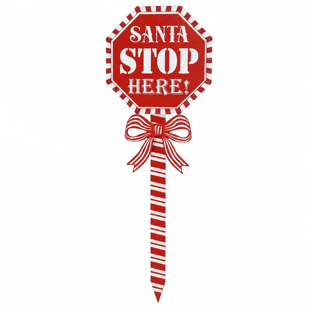 Estaca Papai Noel Pare Aqui (65cm)