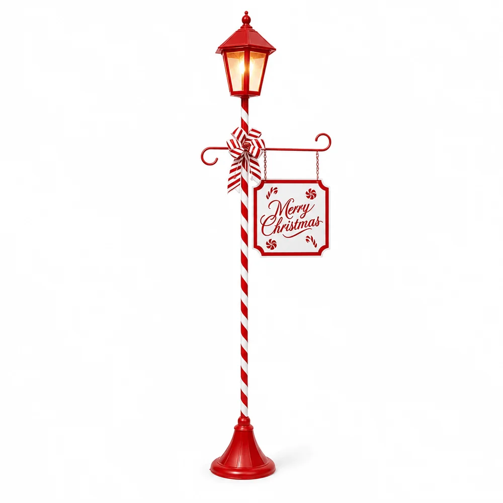 LED Poste de luz solar de metal feliz Natal