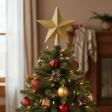 Glitter Estrela Ponteira de árvore Dourado (19cm)