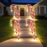 LED Bastão de doces solar com luzes de caminho estelar (4 unidades)