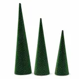 Árvores decorativas de veludo verde (3 peças)