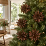Flor Mocha Glitter kit com 3 unidades (9.5cm)