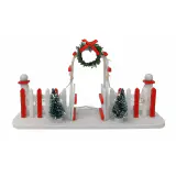 Arco de portão iluminado com árvores de cerdas (19cm)