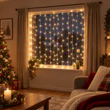 200 LED Luzes de cortina operadas por bateria com temporizador (1.4m x 1.4m)