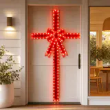 LED Laço de porta de festão com faixa branca quente