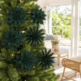 Flor Glitter Verde Floresta kit com 3 unidades (9.5cm)