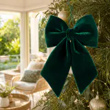 Laço de veludo verde luxuoso (45cm)